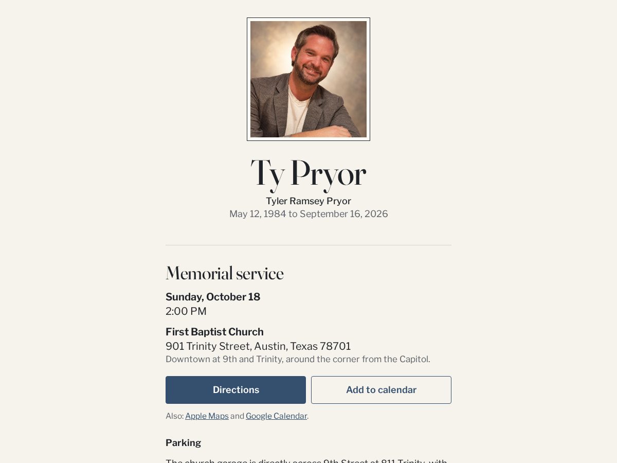 Landing-page snapshot of tylerpryor.org