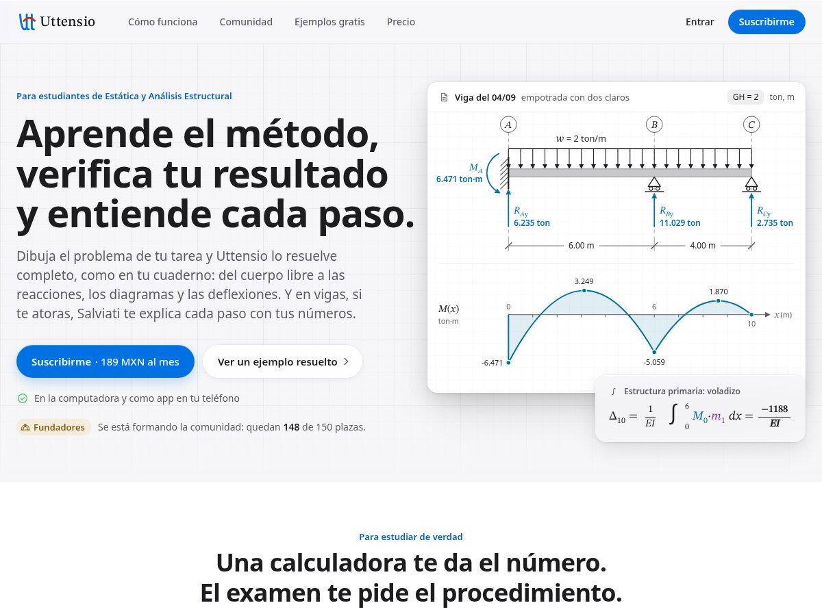 Landing-page snapshot of uttensio.com