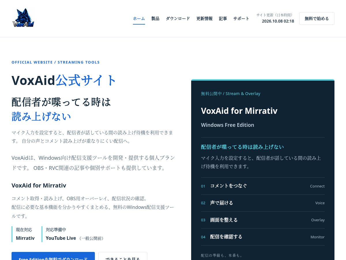 Landing-page snapshot of voxaid.net