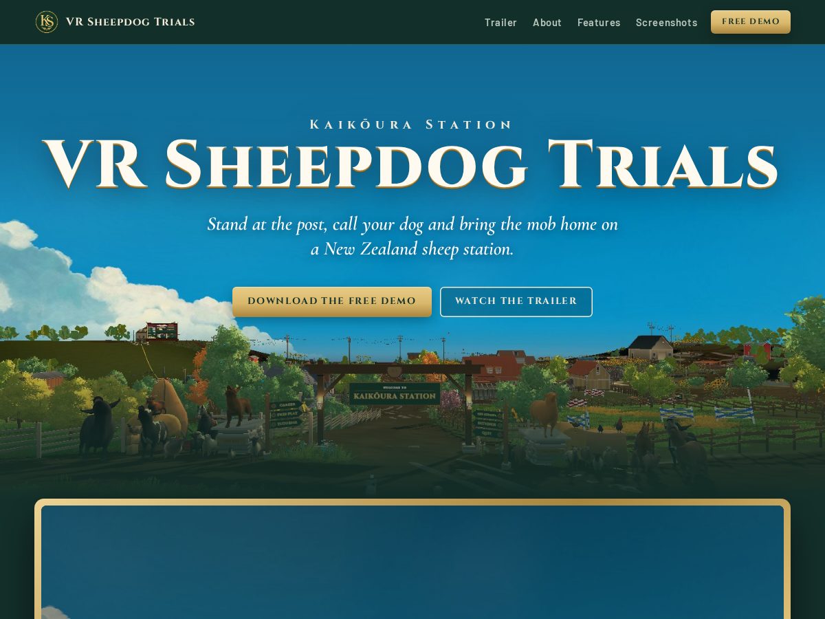 Landing-page snapshot of vrsheepdogtrials.com