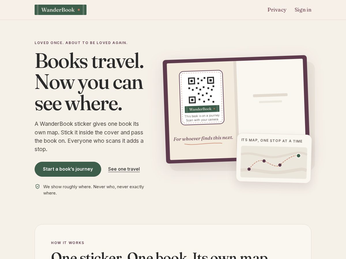 Landing-page snapshot of wanderbook.world