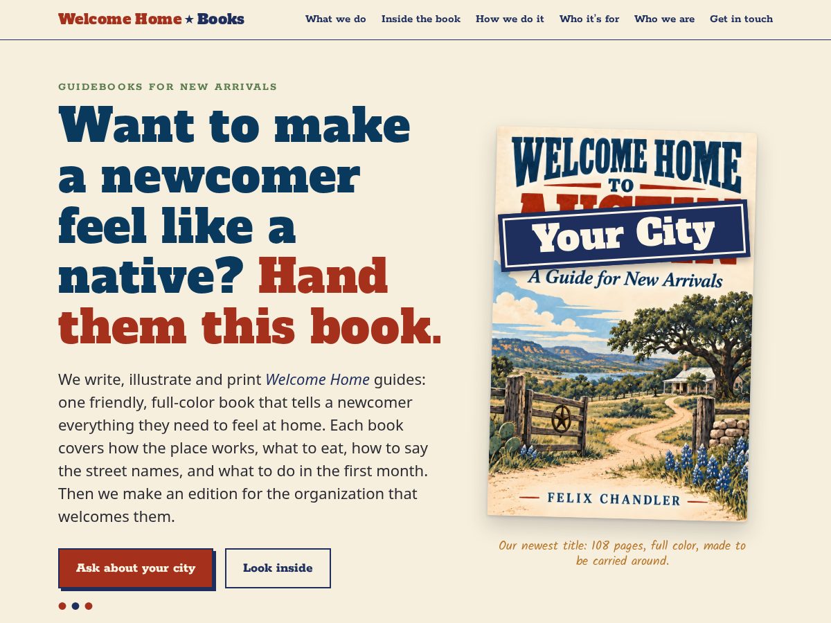 Landing-page snapshot of welcomehomebooks.com
