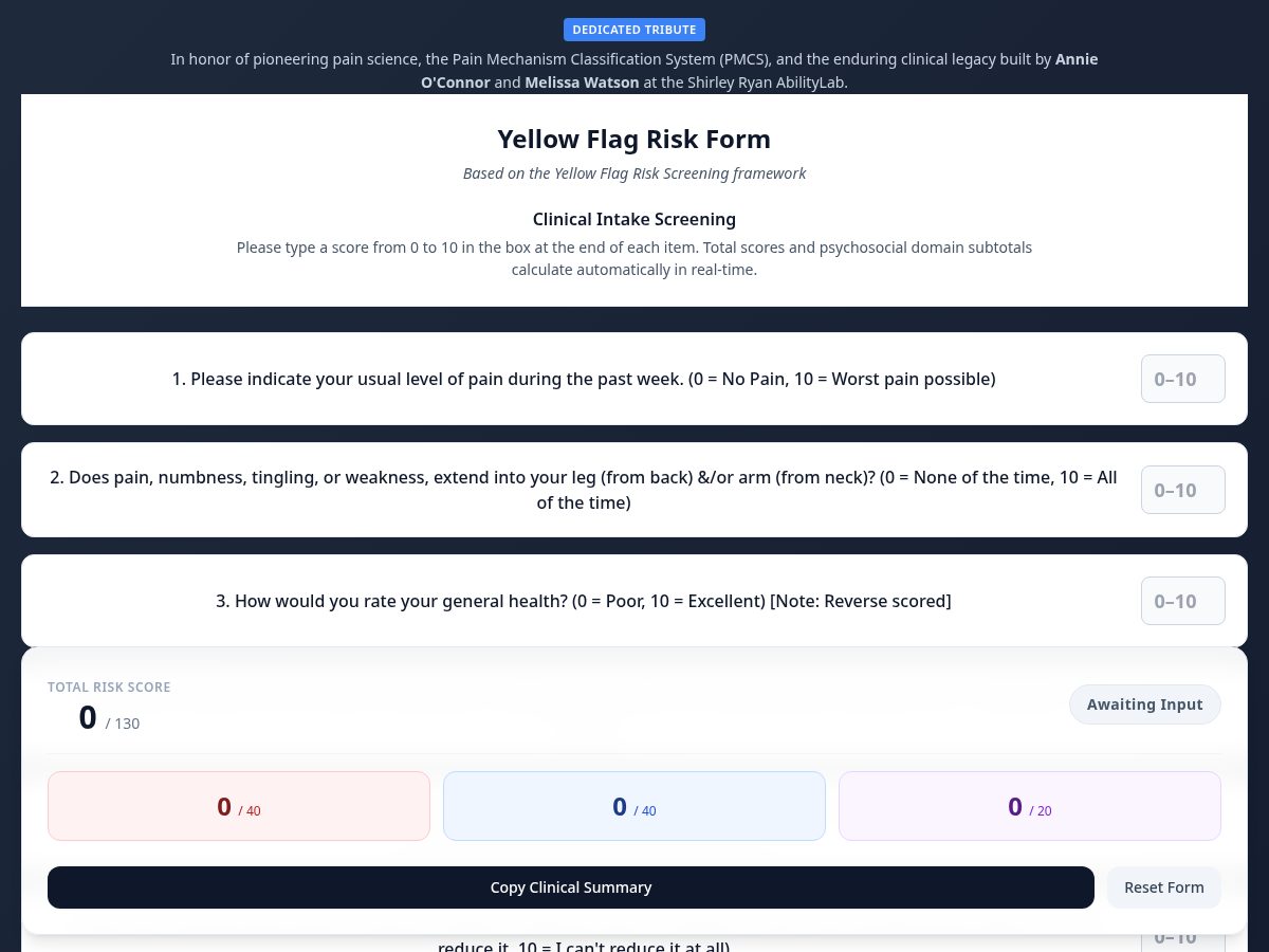 Landing-page snapshot of yellowflagriskform.com