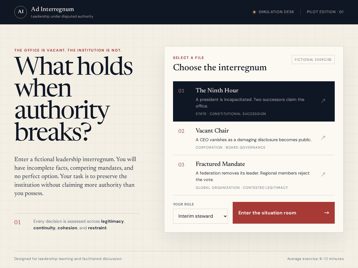 Landing-page snapshot of adinterregnum.com