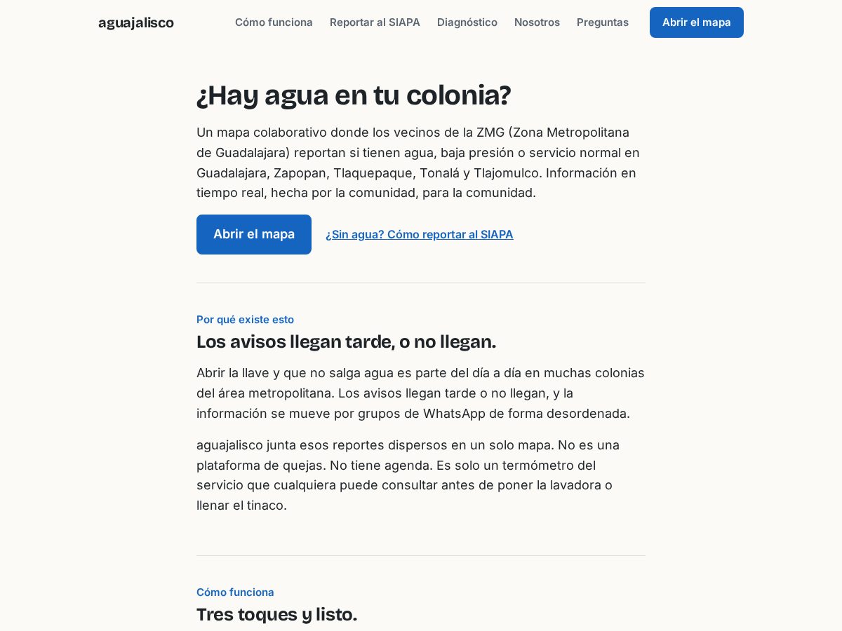Landing-page snapshot of aguajalisco.org