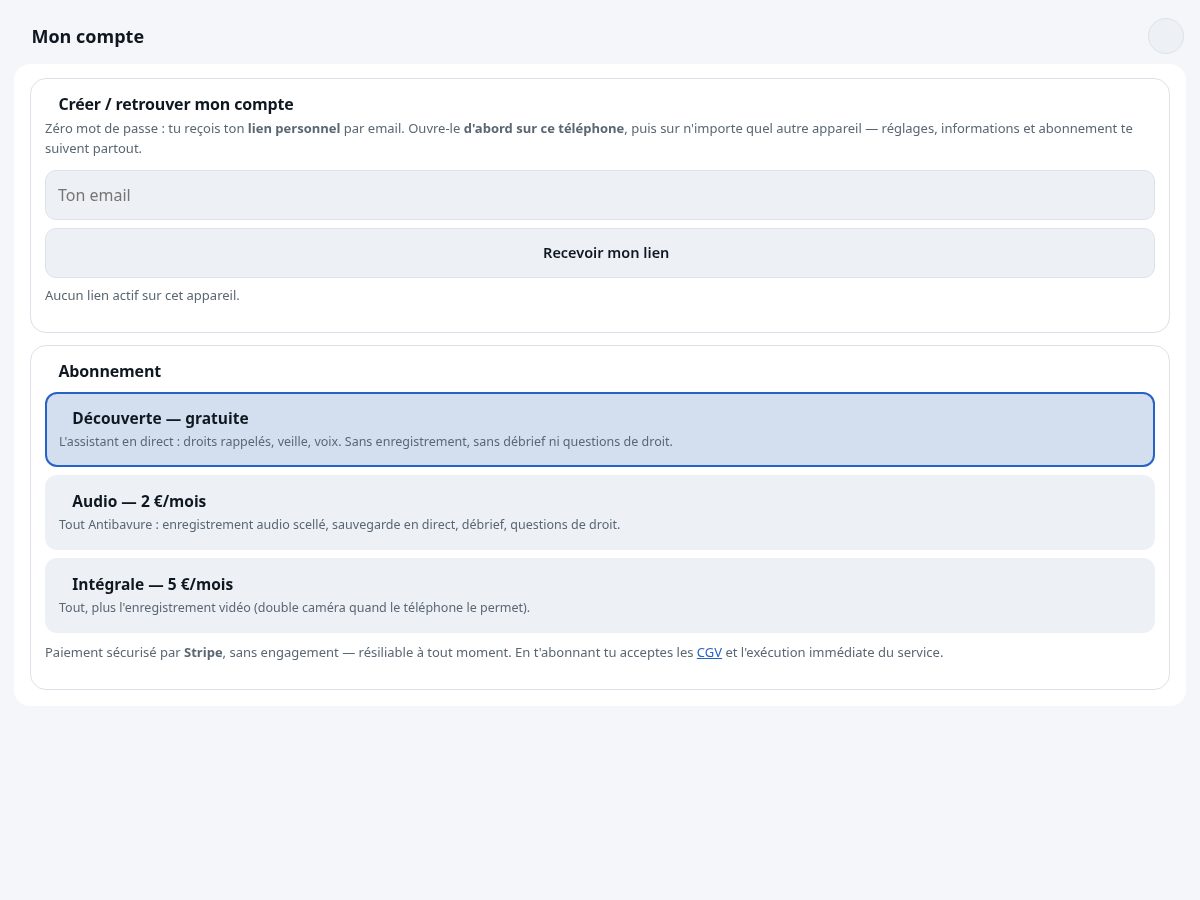 Landing-page snapshot of antibavure.com