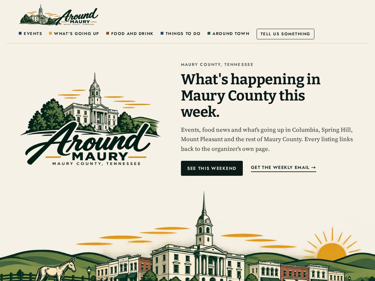 Landing-page snapshot of aroundmaury.com