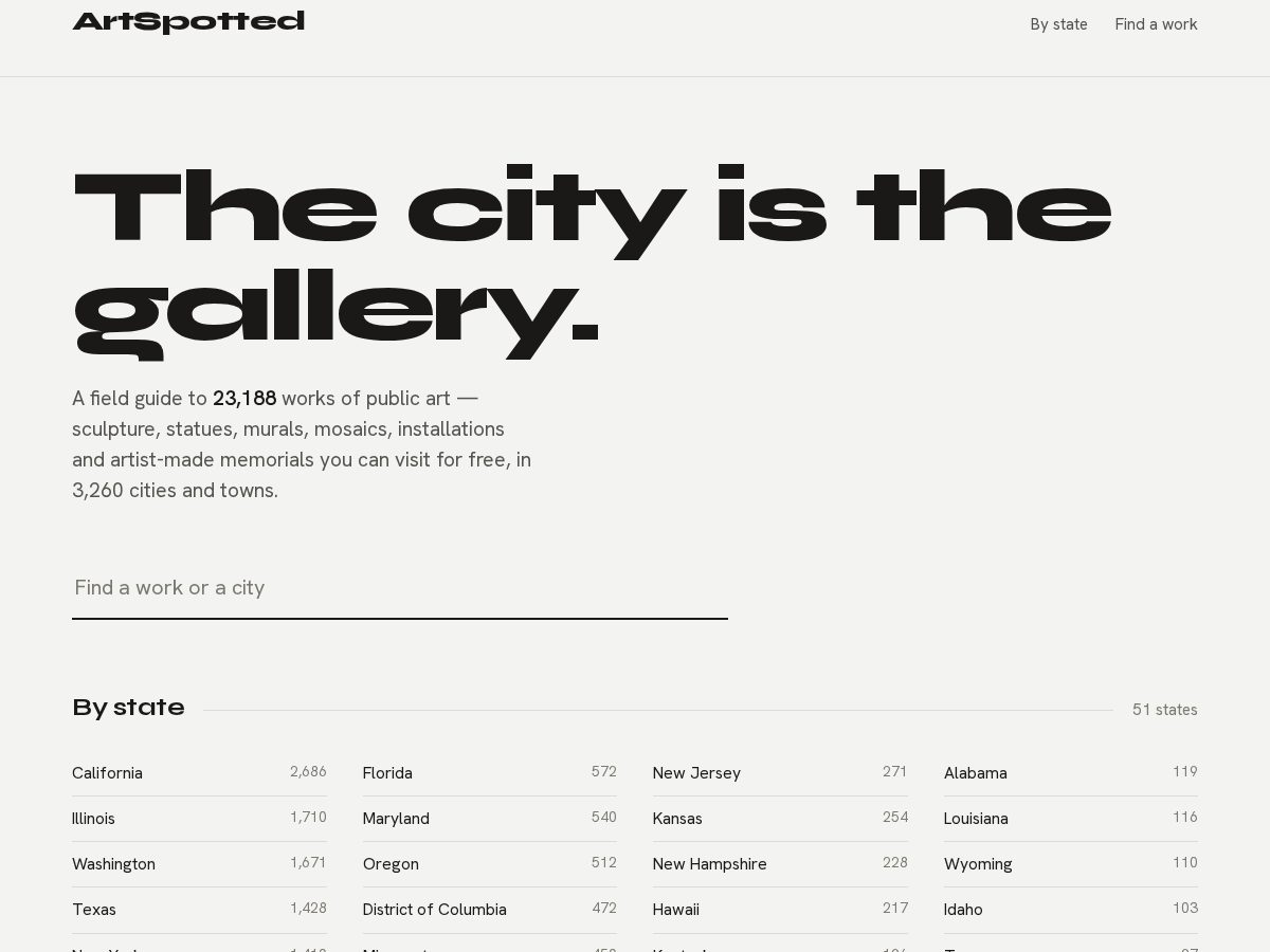Landing-page snapshot of artspotted.com