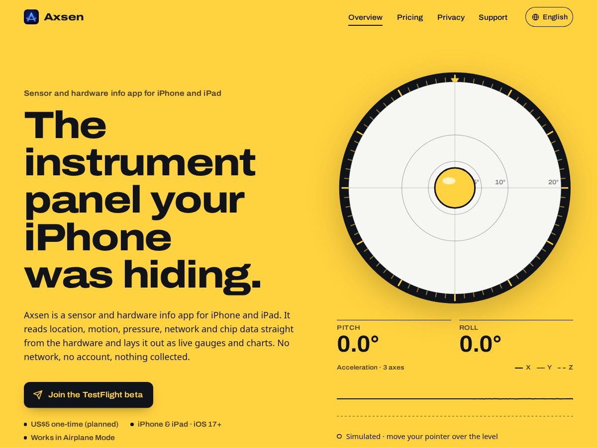 Landing-page snapshot of axsen.app