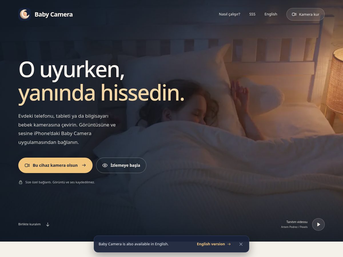 Landing-page snapshot of babycamera.app
