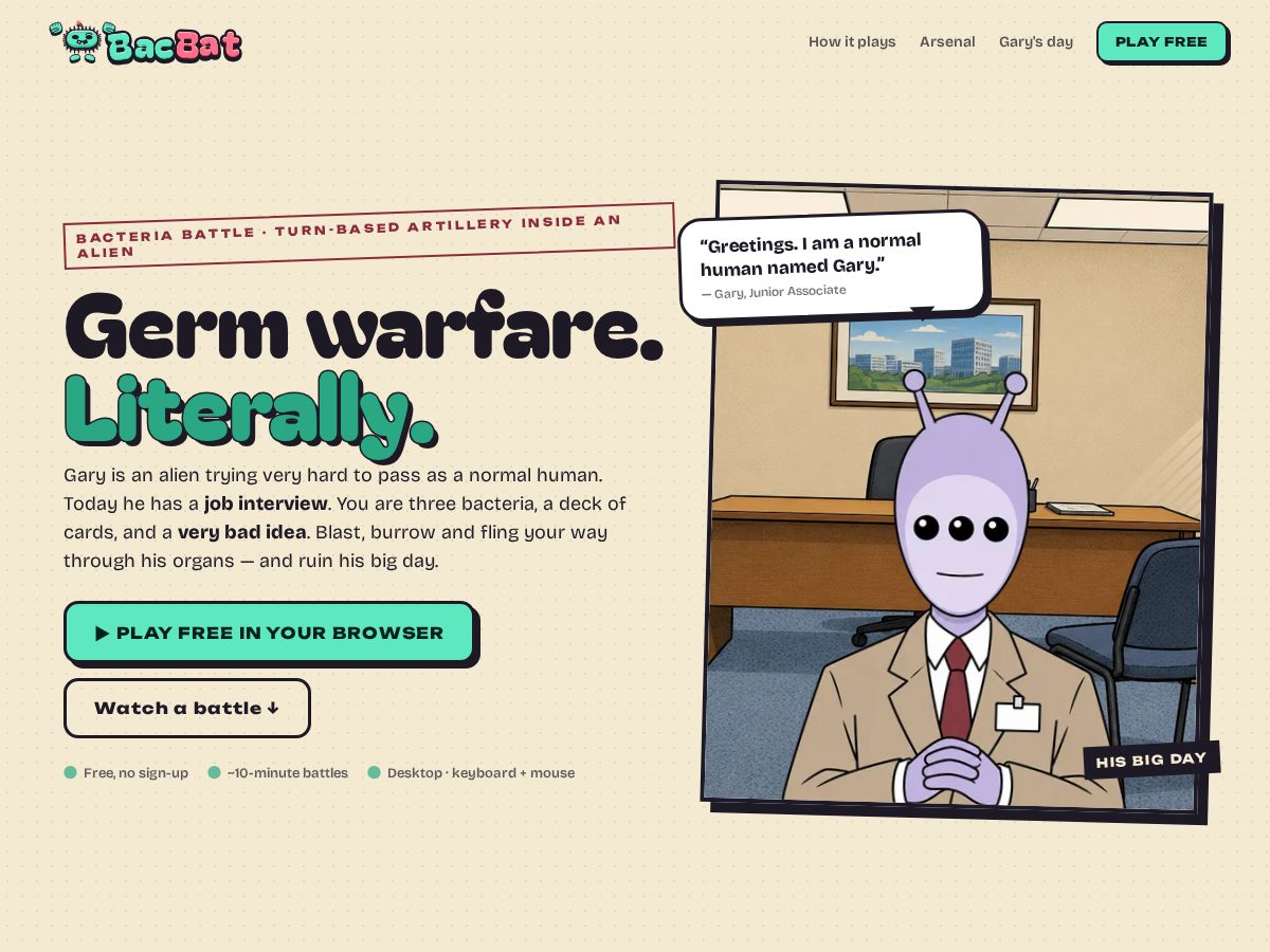Landing-page snapshot of bacbat.com