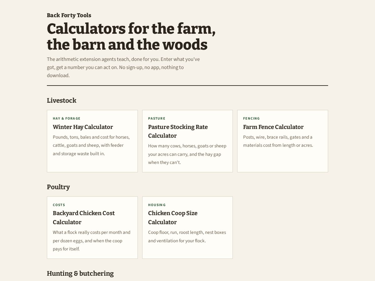 Landing-page snapshot of backfortytools.com