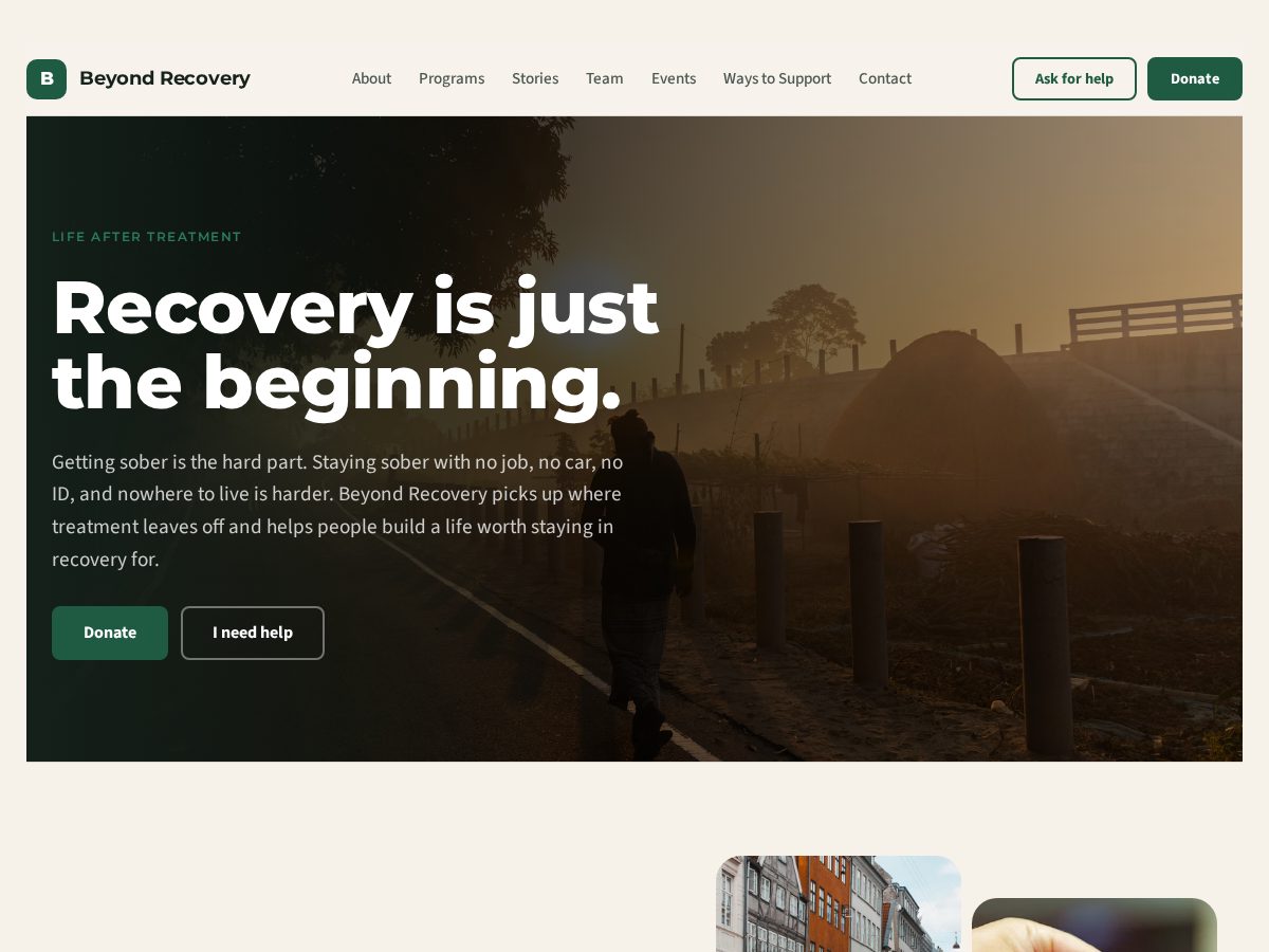 Landing-page snapshot of beonrecovery.org