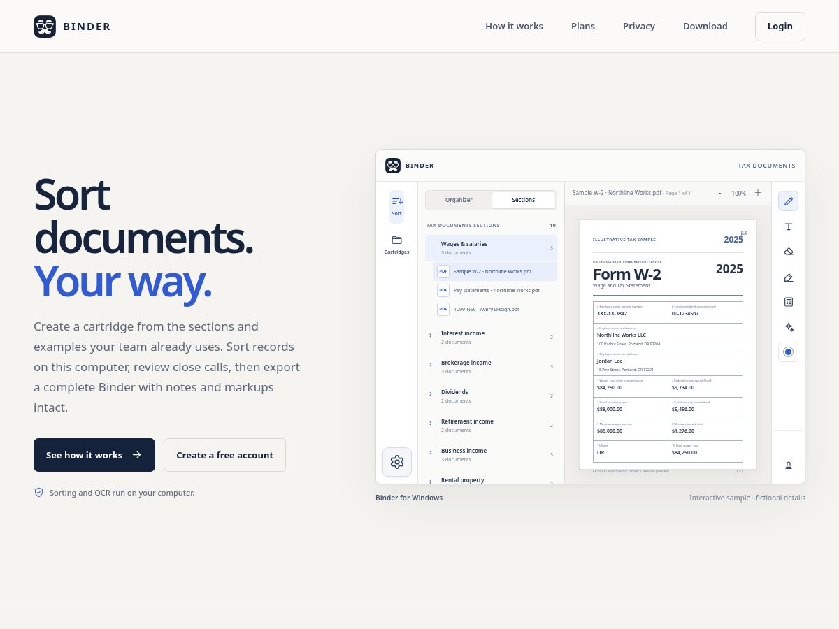 Landing-page snapshot of bindernow.com