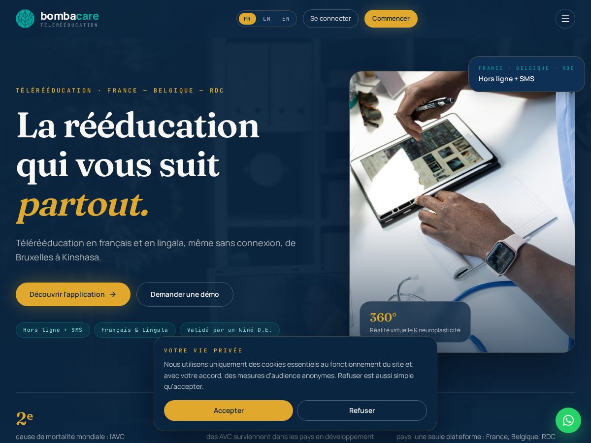 Landing-page snapshot of bombacare.health