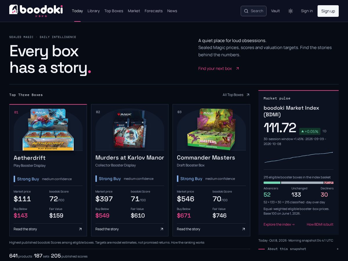 Landing-page snapshot of boodoki.com