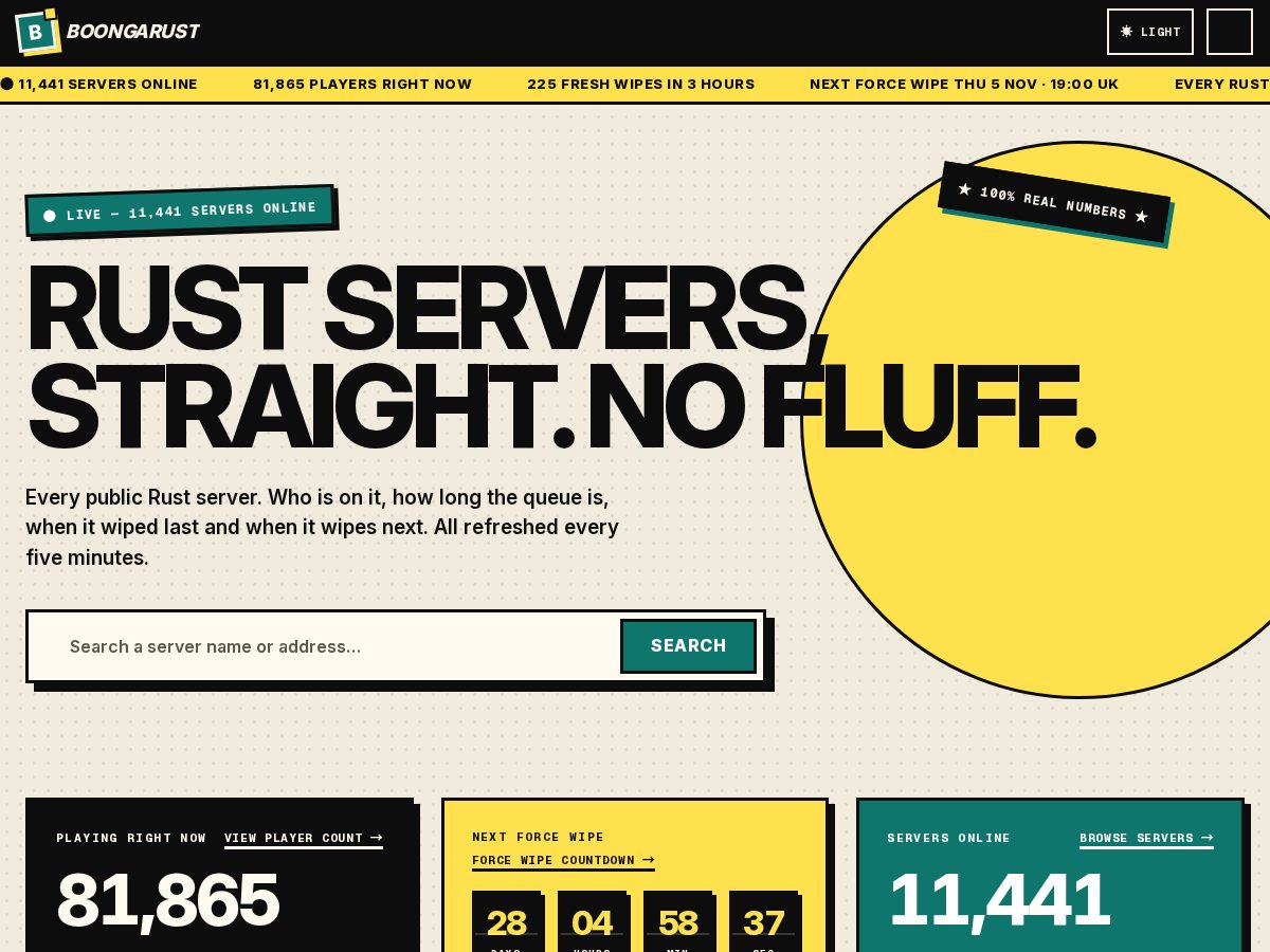 Landing-page snapshot of boongarust.org