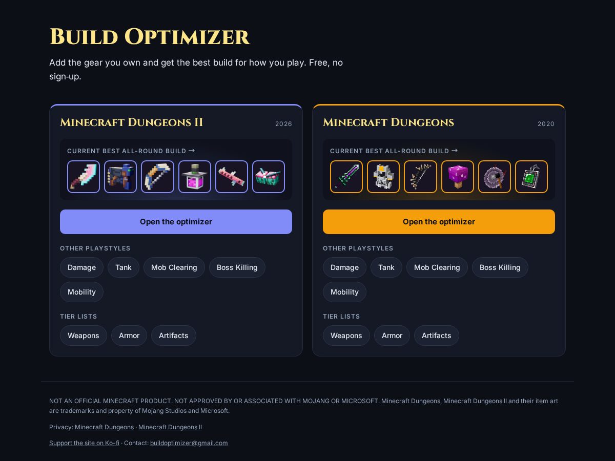 Landing-page snapshot of buildoptimizer.com