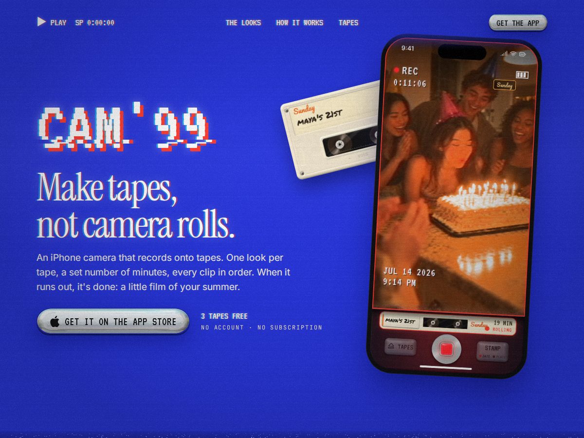 Landing-page snapshot of cam99.app