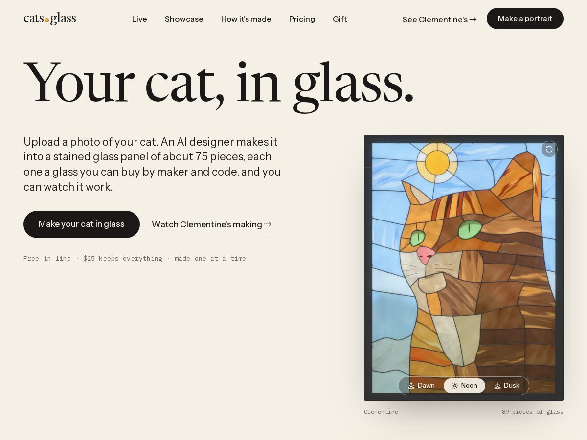Landing-page snapshot of cats.glass