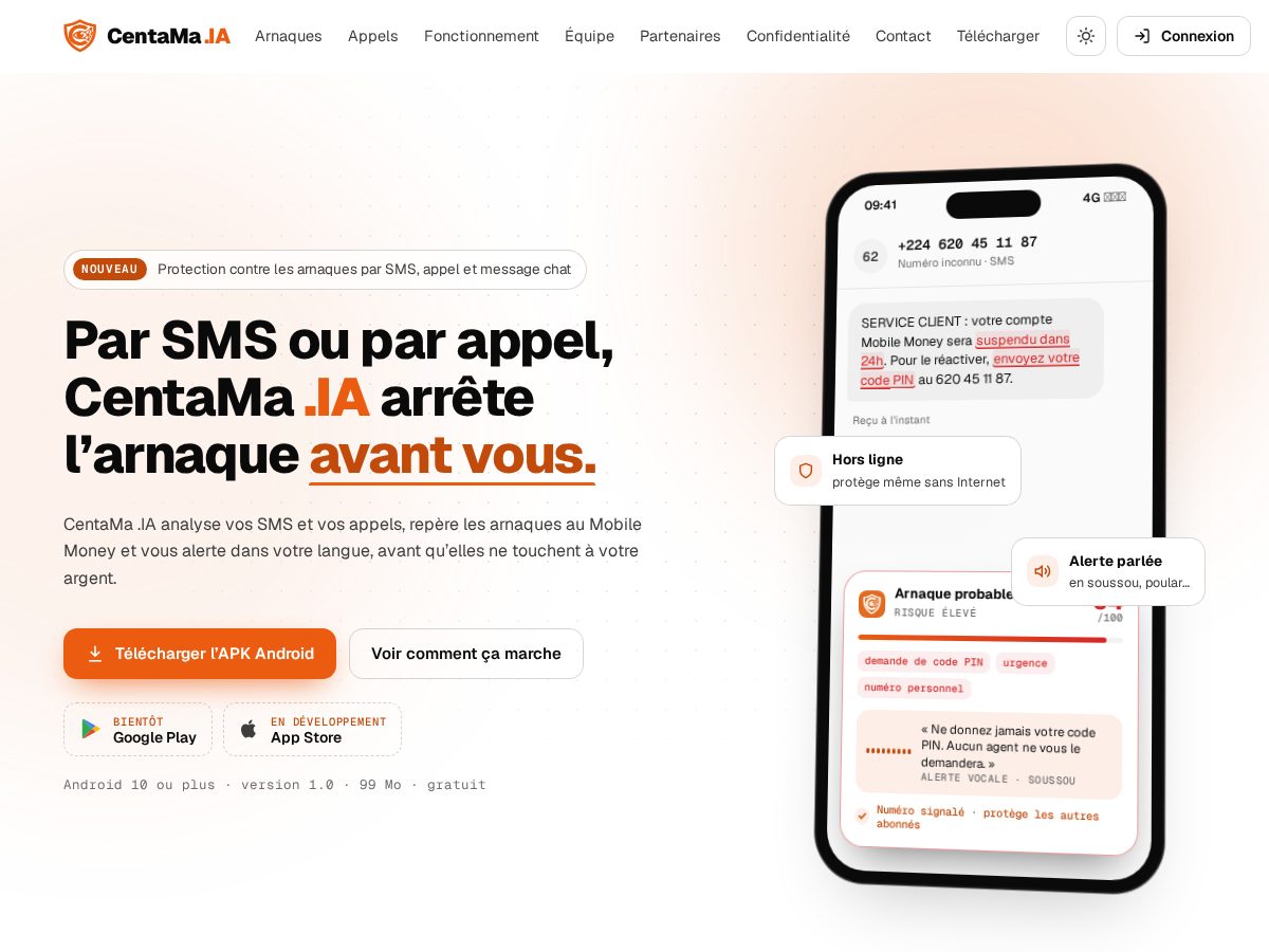Landing-page snapshot of centamaai.com