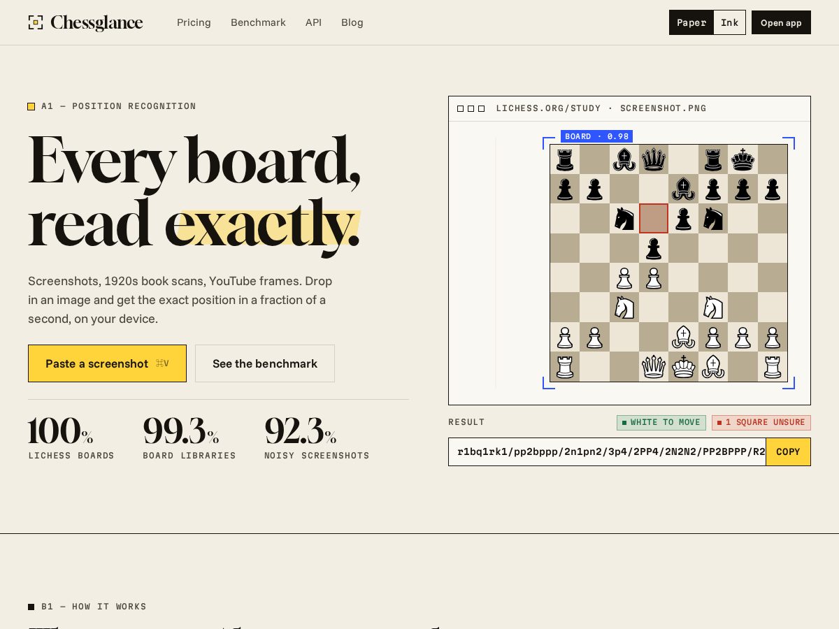 Landing-page snapshot of chessglance.com