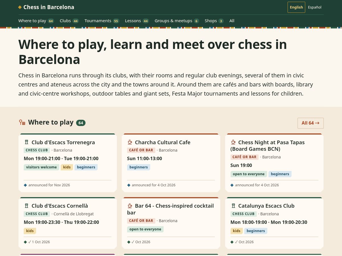 Landing-page snapshot of chessinbarcelona.com