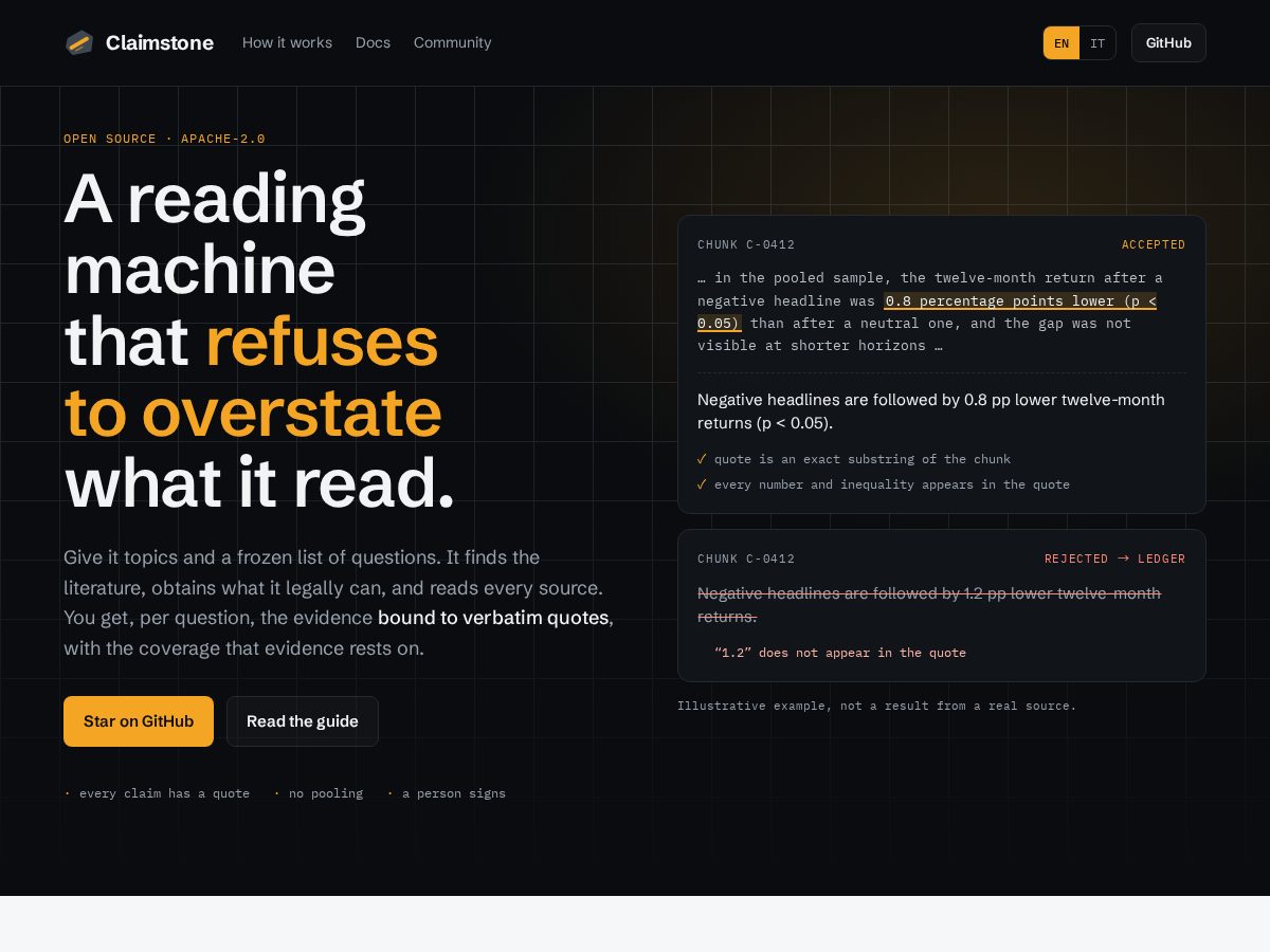 Landing-page snapshot of claimstone.org