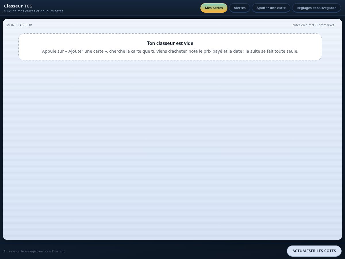 Landing-page snapshot of classeurtcg.com