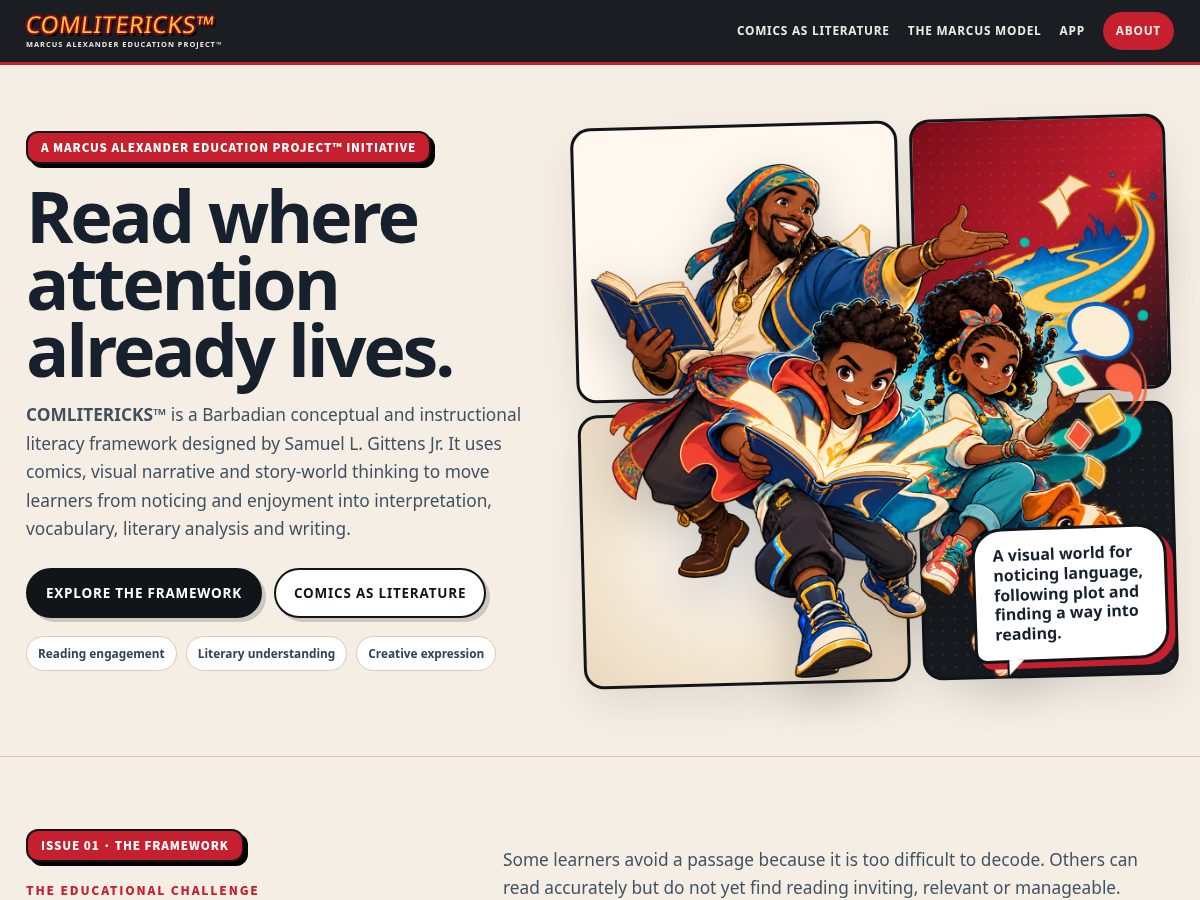 Landing-page snapshot of comlitericks.com