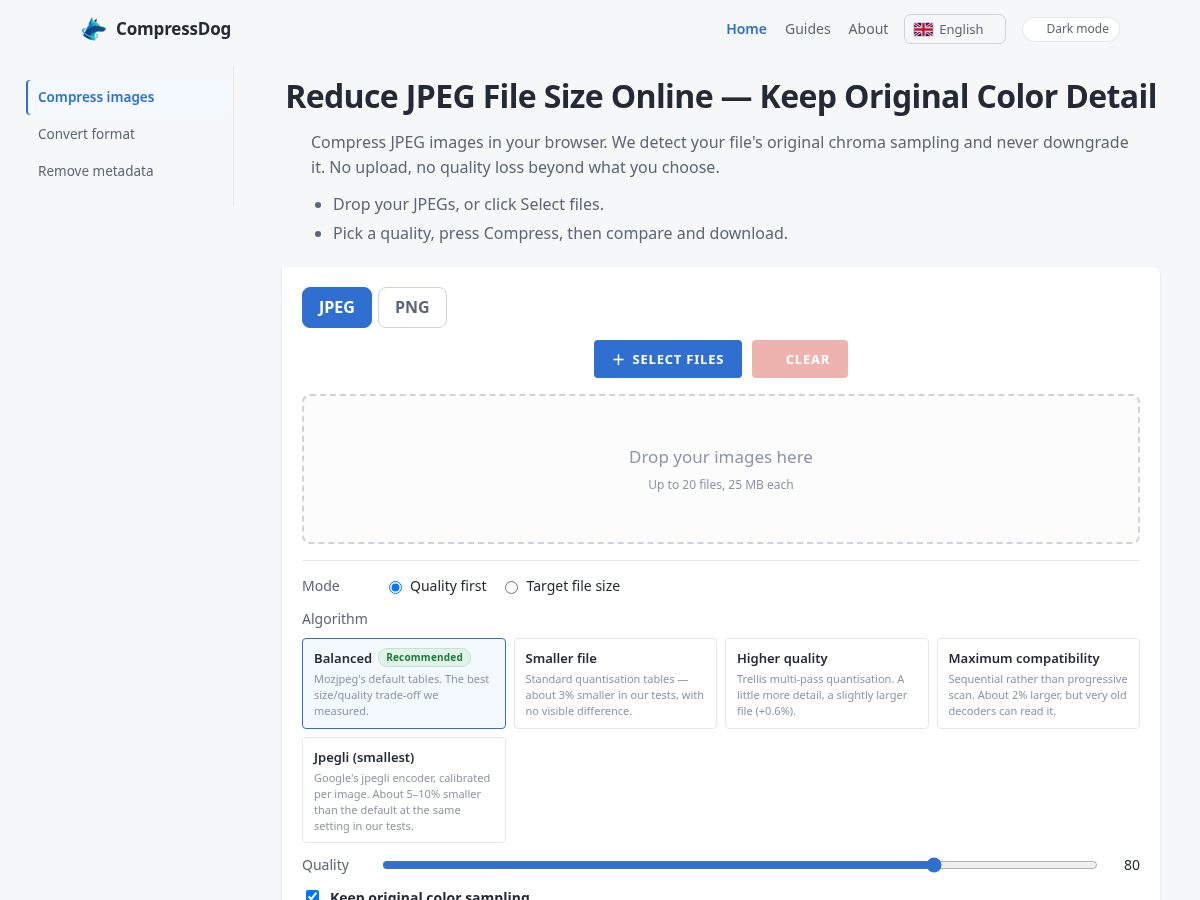 Landing-page snapshot of compressdog.com