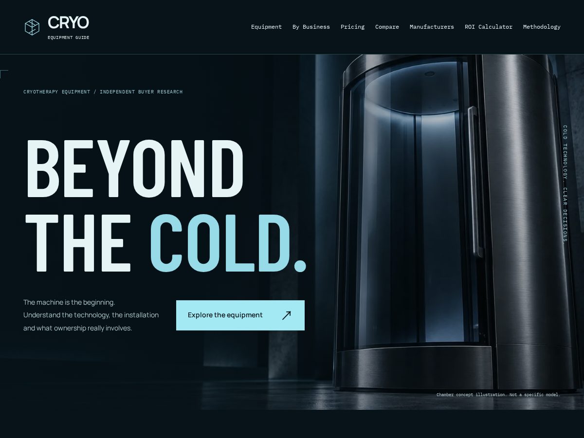 Landing-page snapshot of cryoequipmentguide.com
