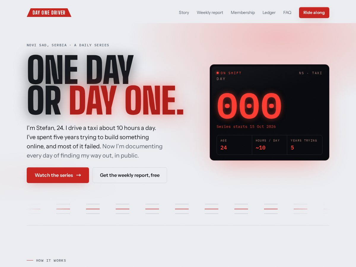 Landing-page snapshot of dayonedriver.com