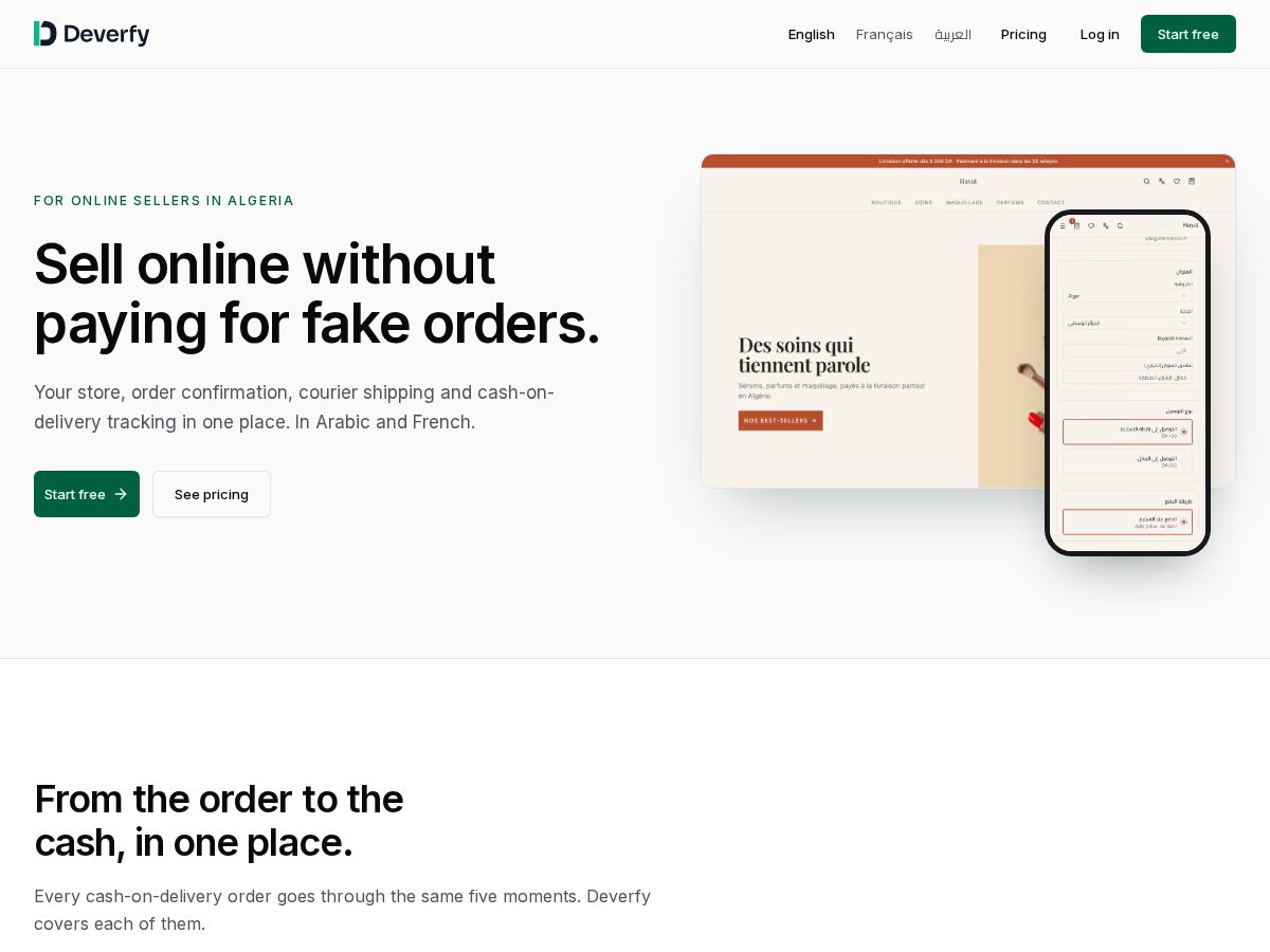 Landing-page snapshot of deverfy.com