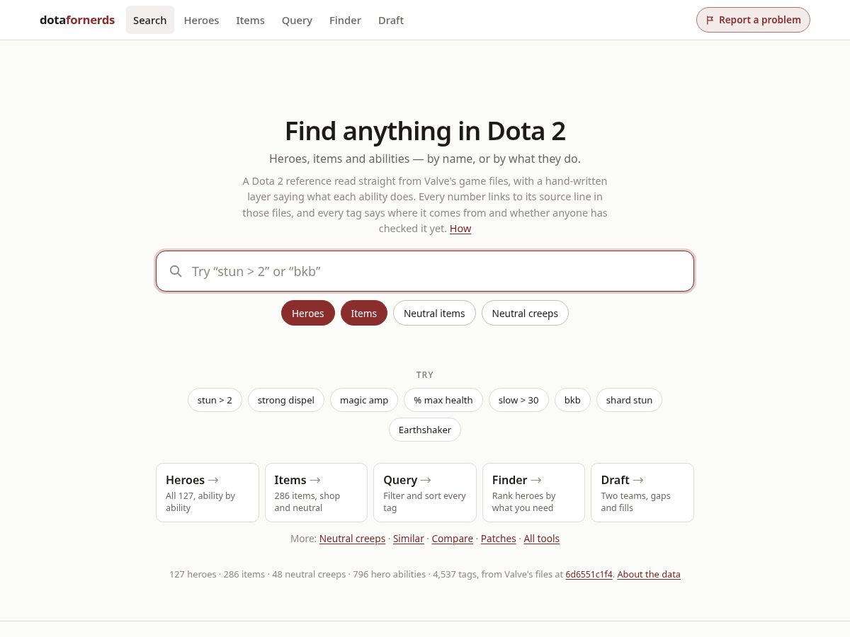 Landing-page snapshot of dotafornerds.com