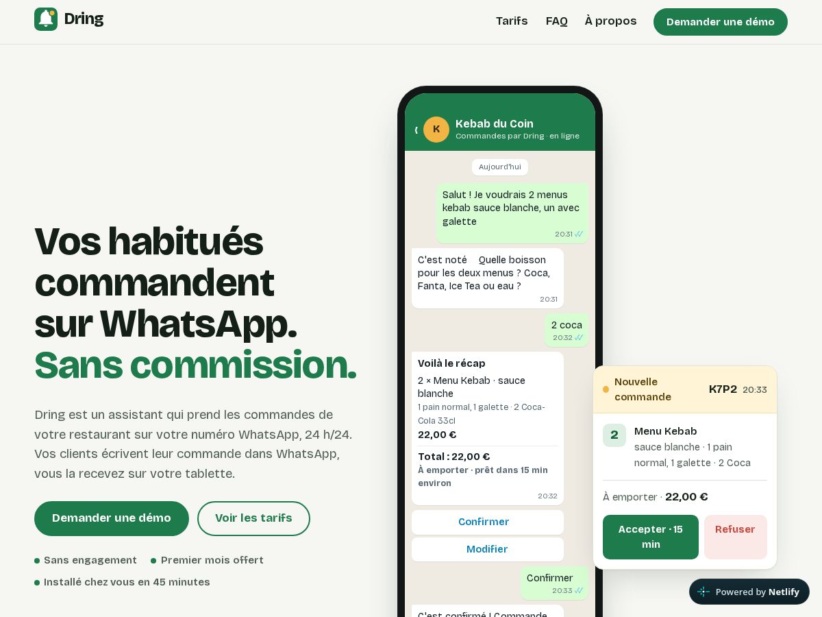 Landing-page snapshot of dringapp.com