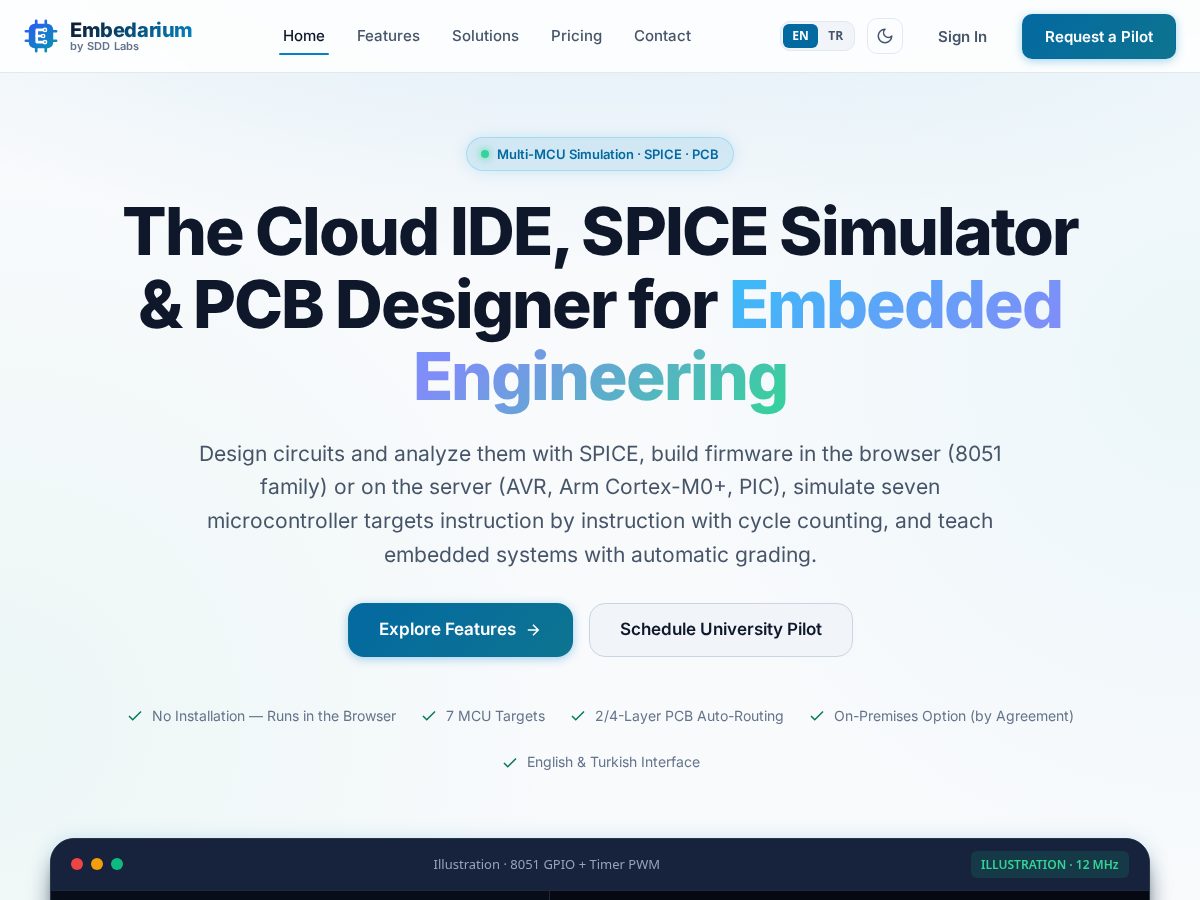 Landing-page snapshot of embedarium.com