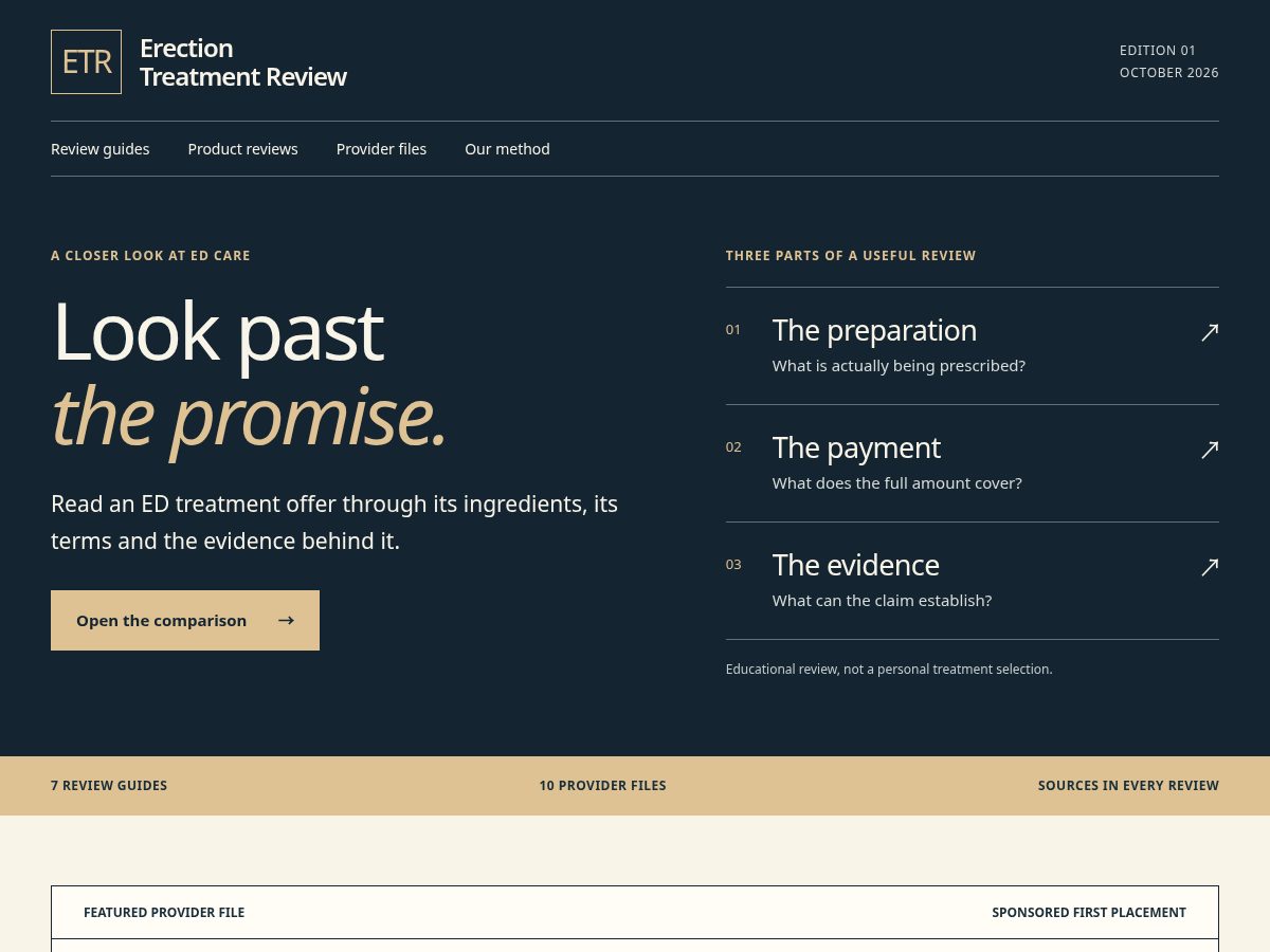 Landing-page snapshot of erectiontreatmentreview.com