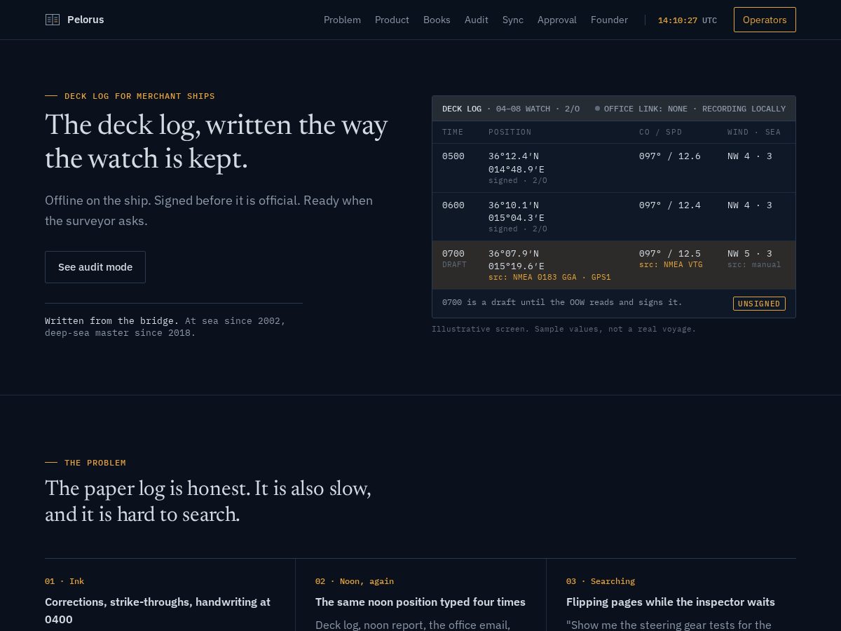 Landing-page snapshot of esoramaritime.com