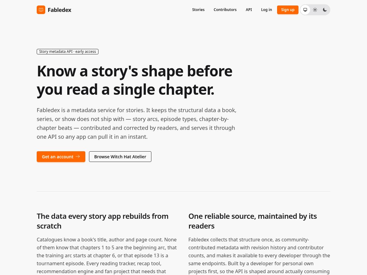 Landing-page snapshot of fabledex.com