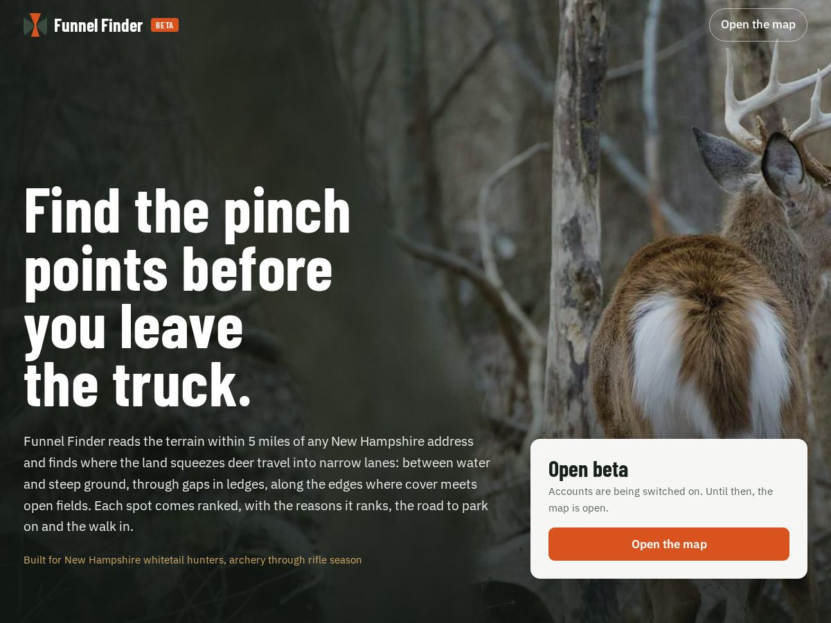 Landing-page snapshot of funnelfinderapp.com