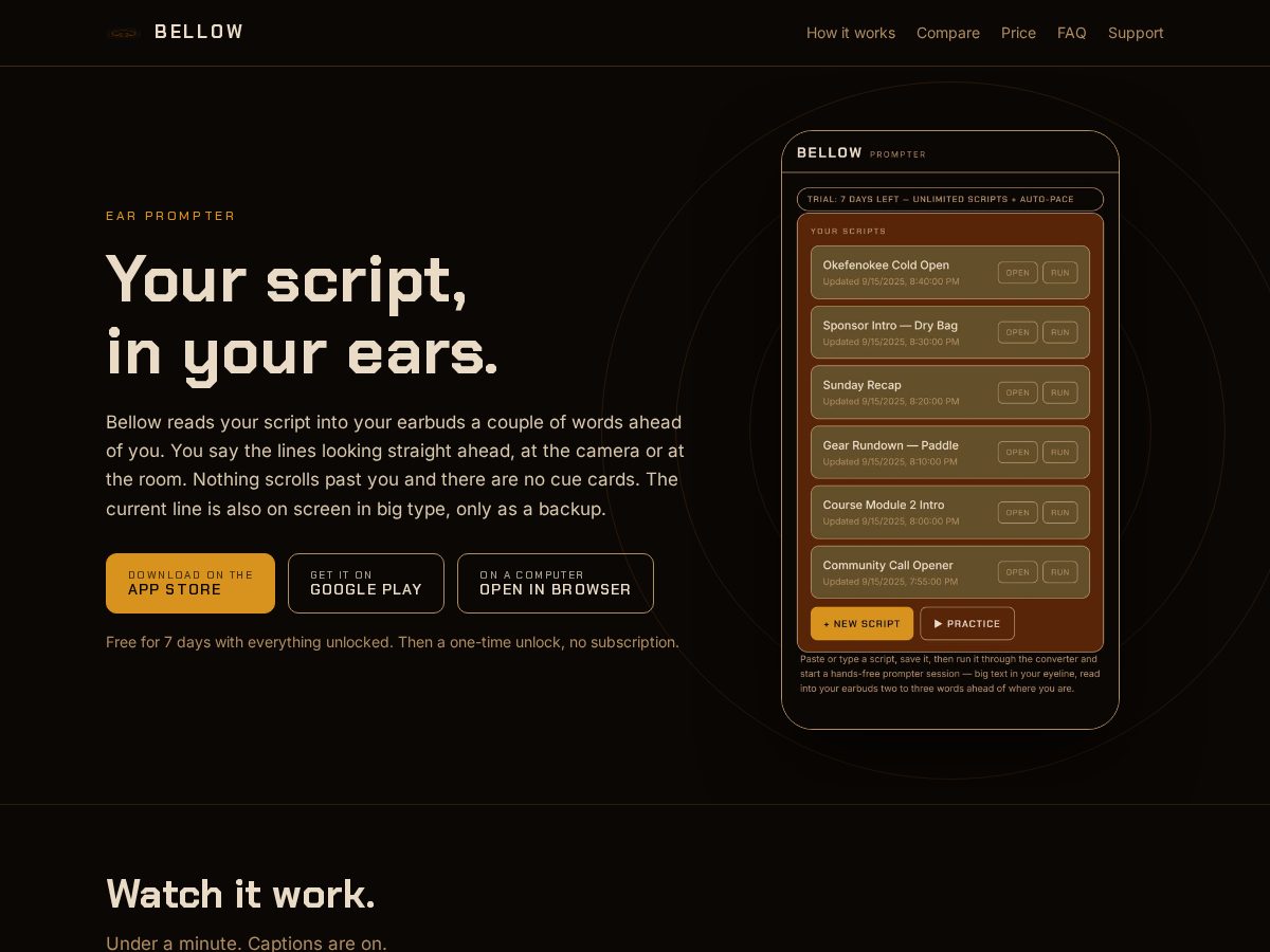 Landing-page snapshot of getbellow.com