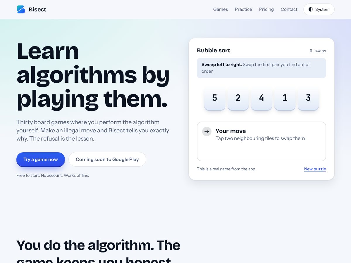 Landing-page snapshot of getbisect.com