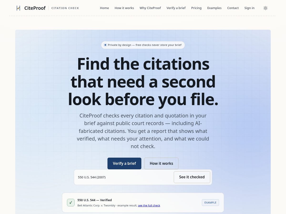 Landing-page snapshot of getciteproof.com