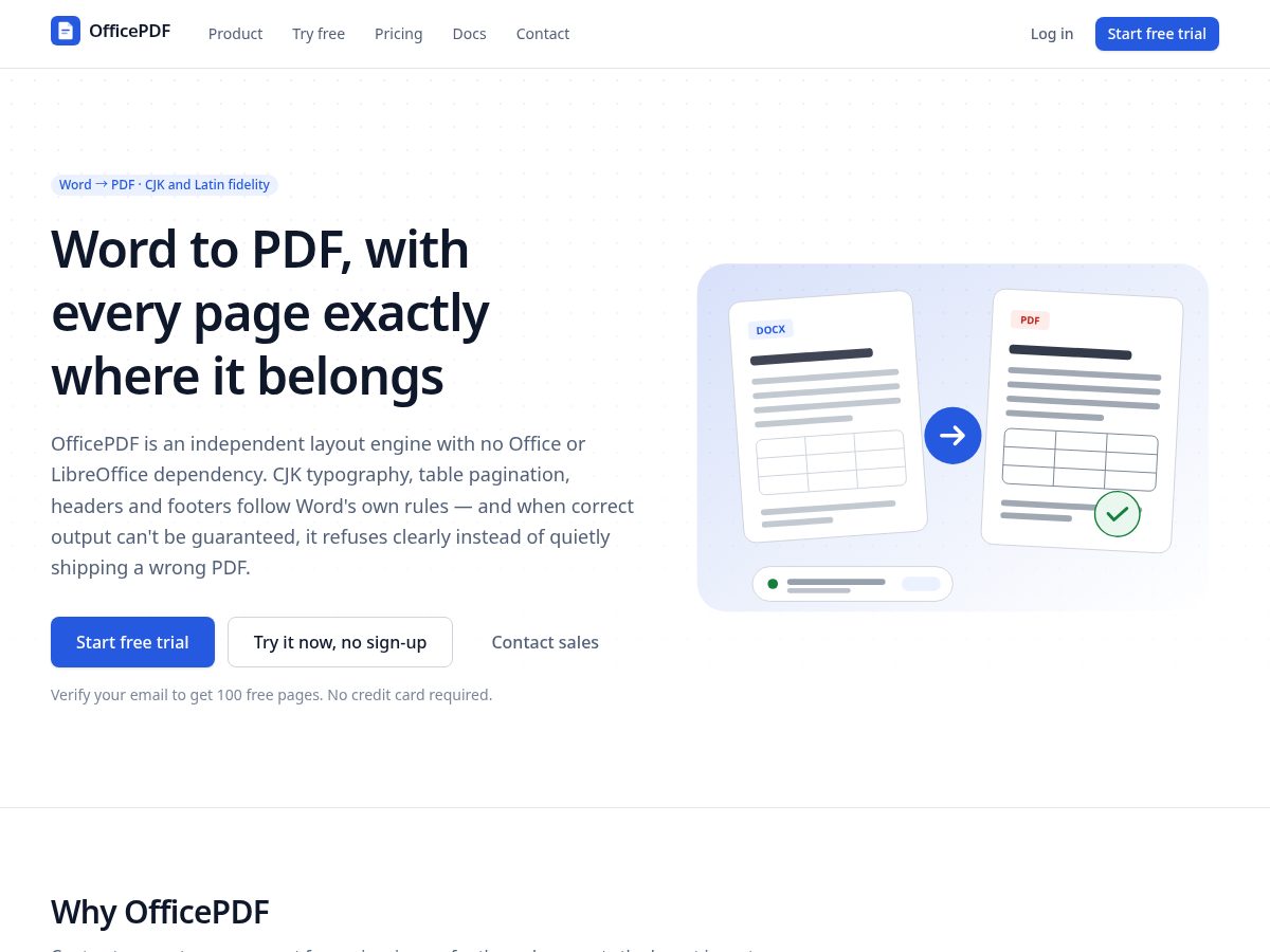 Landing-page snapshot of getofficepdf.com