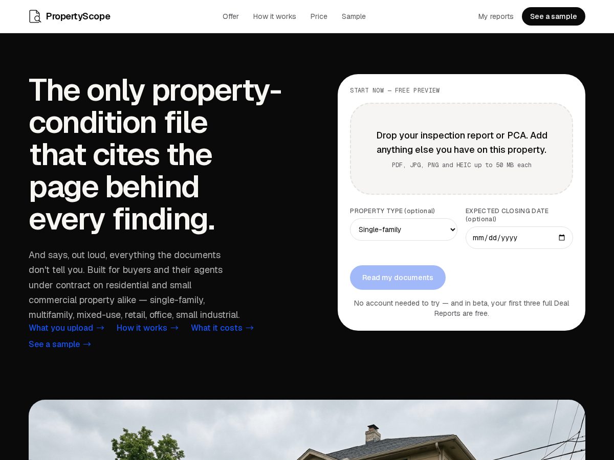 Landing-page snapshot of getpropertyscope.com