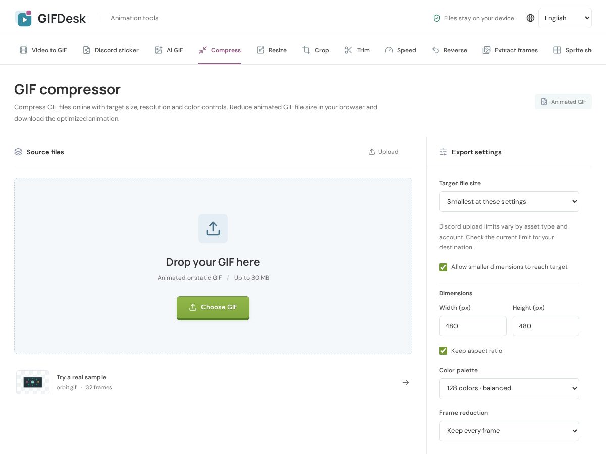 Landing-page snapshot of gifdesk.com