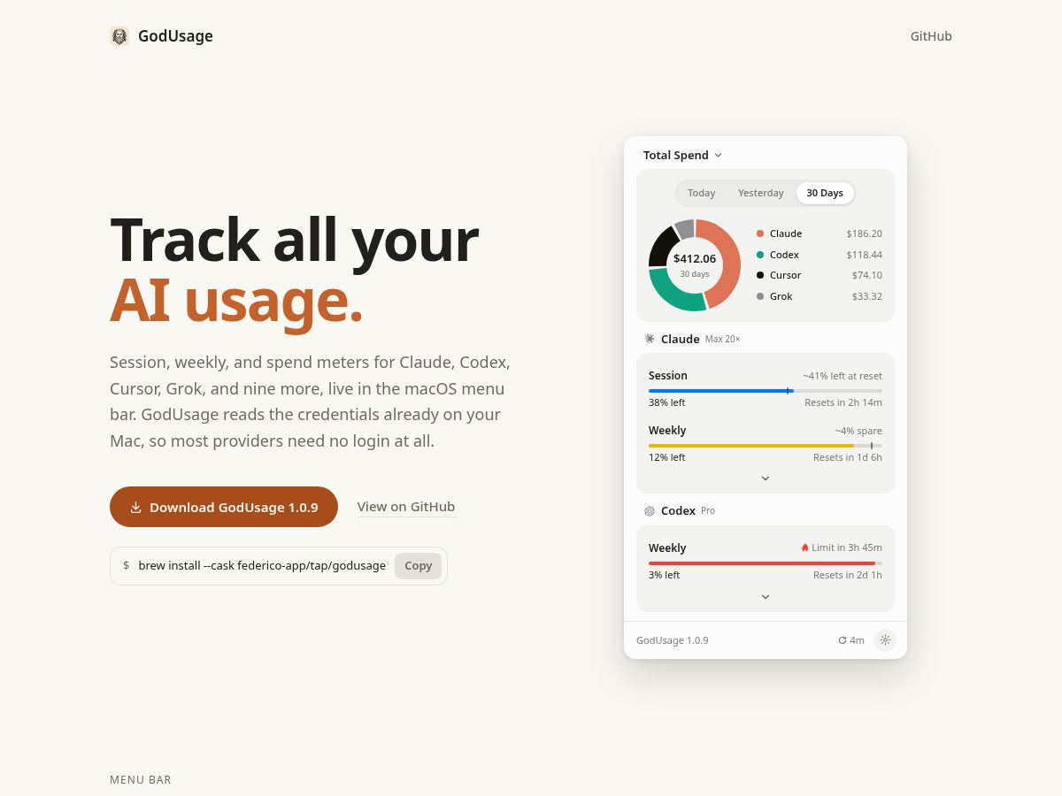 Landing-page snapshot of godusage.com