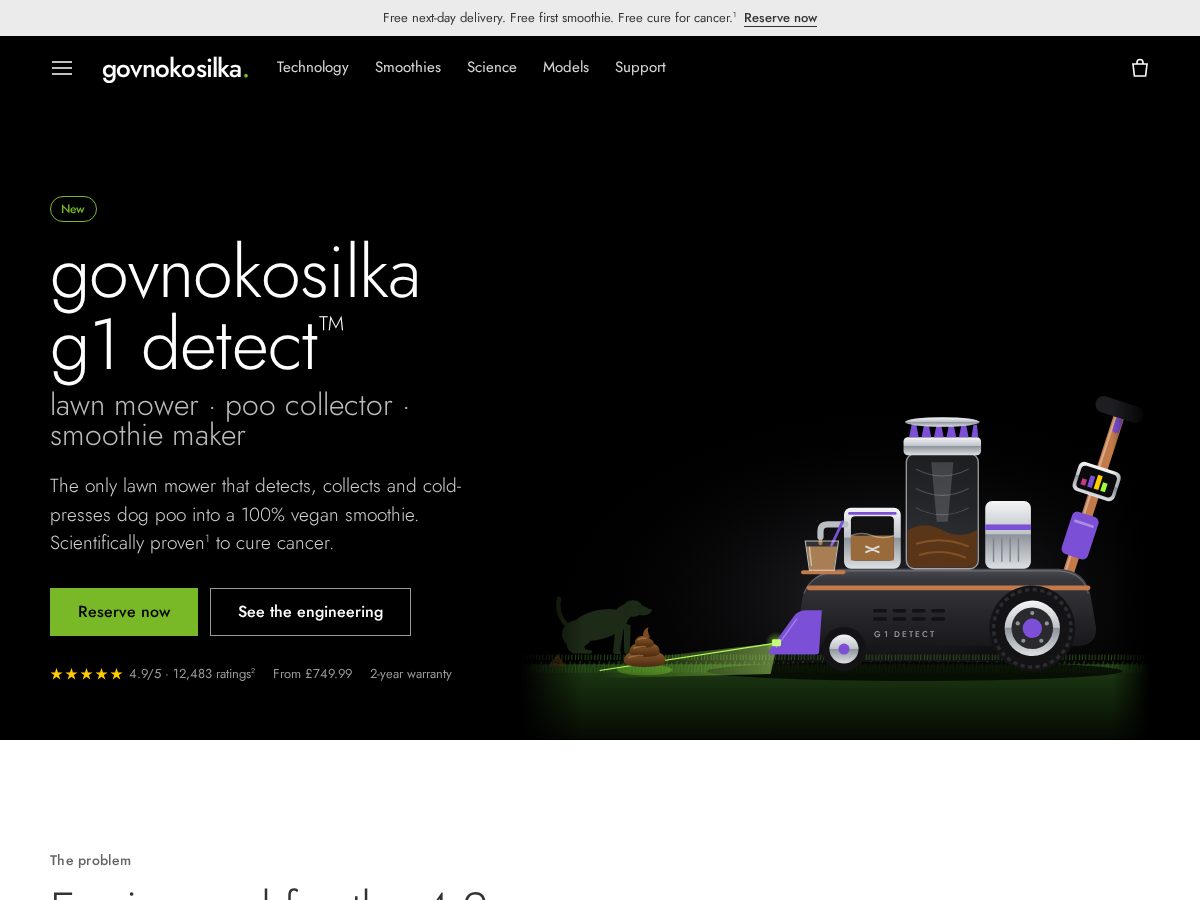 Landing-page snapshot of govnokosilka.com