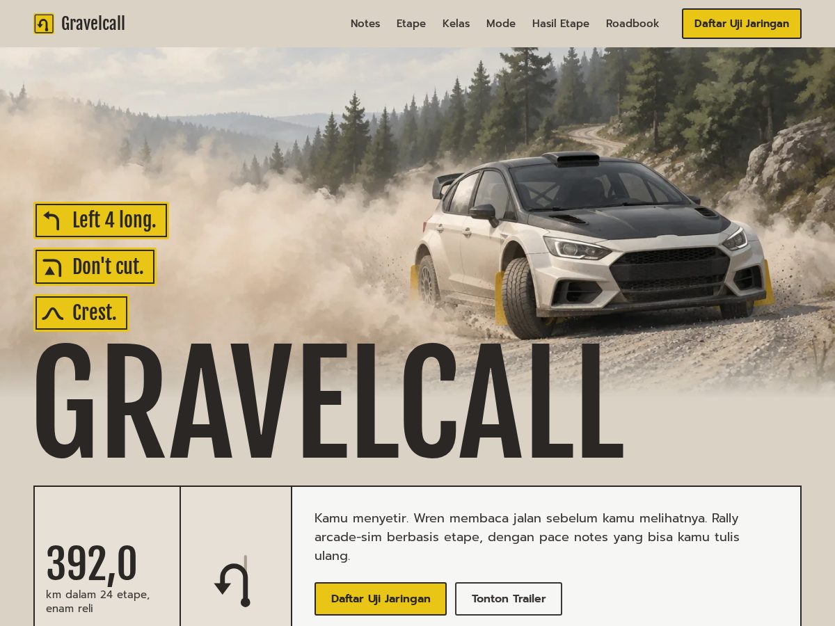 Landing-page snapshot of gravelcall.com